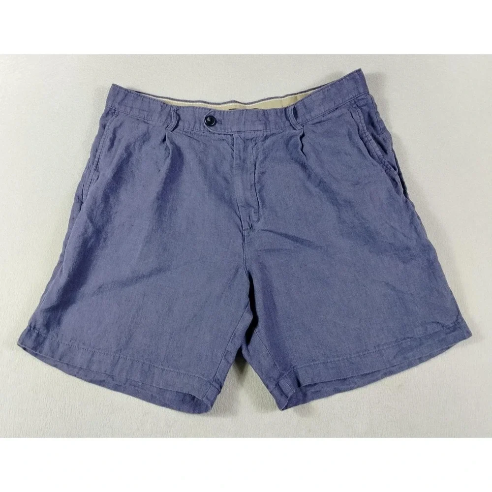 Banana Republic Shorts Mens 35 Blue Linen Chino Breathable Lightweight Casual
